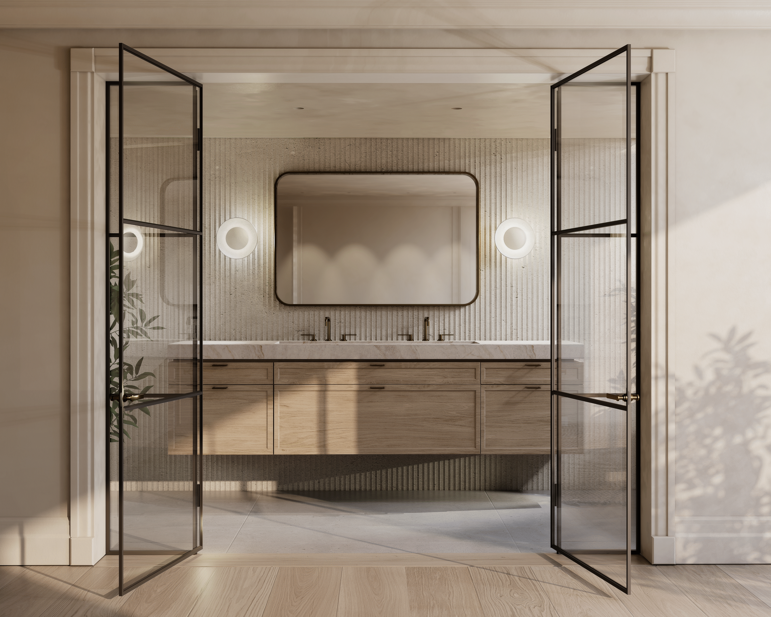 109 - Linen Matte Porcelain - Satin Brass - Credit Ted Bradley Studio